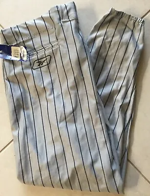 VTG 2002 REEBOK TEAM PIN STRIPED SNAP ZIP FLY BASEBALL PANTS Gray Navy XXL NWT • $15.28