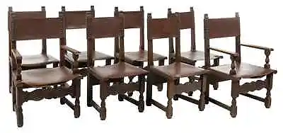 Chairs Set Of (8) Spanish Style Dining Chairs Nail Studs Vintage / Antique!! • $2495