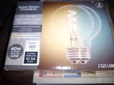 BH&G 3CCT LED Vintage Light Bulb G25 4.5 Watts (40W Equiv) Spiral Filament E2 • $10
