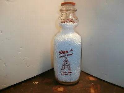 $49.99 • Buy Stan The Milkman Quart Creamtop Milk Bottle, Stan's For Quality, Ohio