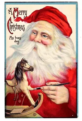 $48 • Buy Postcard U.s. Christmas Santa Paints Rocking Horse (sb) 