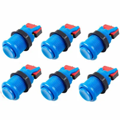 6 X Arcade Game HAPP Style Push Button  Blue With Microswitch For JAMMA MAME DIY • £11.04
