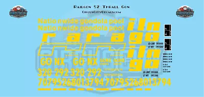 Railgon GONX 52' Thrall Gondola Decals S 1:64 Scale • $10.99