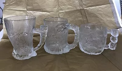 McDonald's 1993 FLINTSTONES   RocDonalds  Glass Mugs Set Of 3 Vintage • $29.98