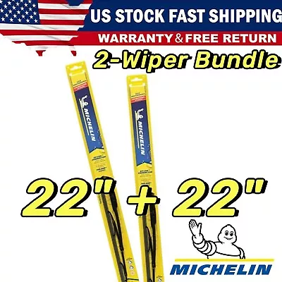 2 Michelin Wiper Blades Size 22  + 22  -  HIGH PERFORMANCE  -Front Left & Right • $22.23