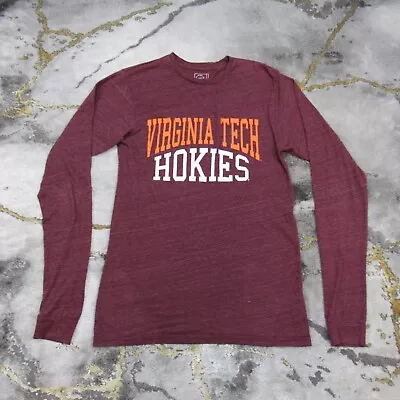 Virginia Tech Hokies College T-Shirt Men’s Small Long Sleeve Cotton VT Maroon • $12.27