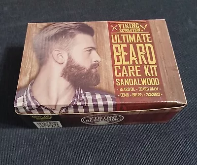 New VIKING REVOLUTION Ultimate Beard Care Kit Sandalwood Comb Brush Oil Etc • $14.99