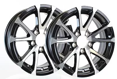 Two Aluminum Trailer Wheels 15X6 15 Inch Rim Black And Machined 5 Lug T0756545BM • $158.97