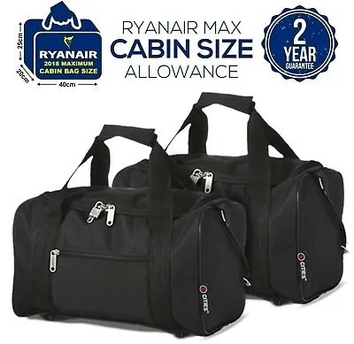 5 Cities 2024 Ryanair 40x20x25 Max Size Cabin Carry On Holdall Bags Set Of 2 • £17.99