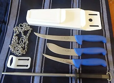 F. Dick  7 Piece Butcher Set Stainless Knives Belt Pouch Bargain Made In Germany • $216