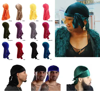Velvet Silky Durag Hat Cap Unisex Women Premium Designer Doo Rag Wave US • $3.66