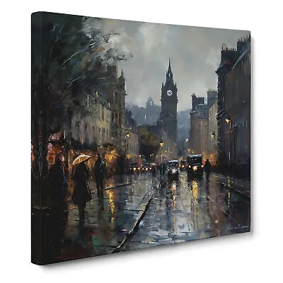 City Of Edinburgh Impressionism Canvas Wall Art Print Framed Picture Home Decor • £29.95