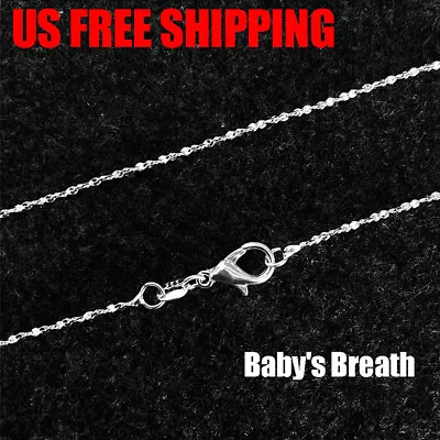 925 Silver Plated Baby's Breath Chain Necklace W/ Lobster Lock Women's Men's • $3.95