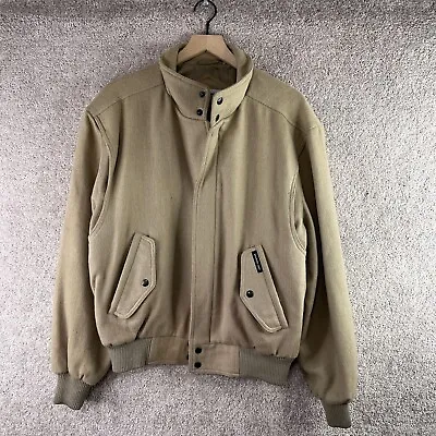 VINTAGE Members Only Jacket Mens Large 44 Khaki Euro Bomber 100% Wool 80s Retro • $23.33