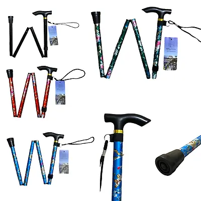 Walking Stick Easy Fold Adjustable Cane Lightweight Mobility Collapsible New UK • £7.97