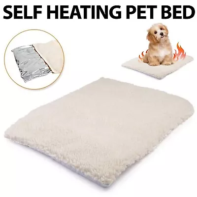 Self Heating Pet Blanket Pad Cat Dog Bed Soft Fleece Mat Warm Thermal Rug • £6.75