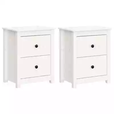 2x Bedside Tables Set Drawers Storage Side Cabinet Bedroom Nightstand Wood White • $174.75