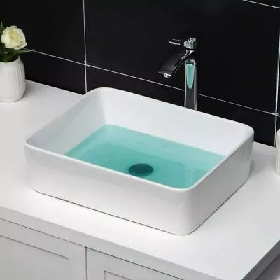 Ceramic Bathroom Vanity Wash Basin Sink Counter Top Rectangular Modern 400x300mm • £27.90