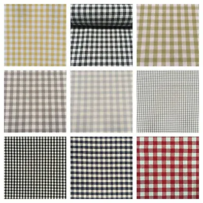 £10.95 • Buy Luxury Gingham Check | 100% Cotton Woven Material Fabric Curtains | 10 Colours