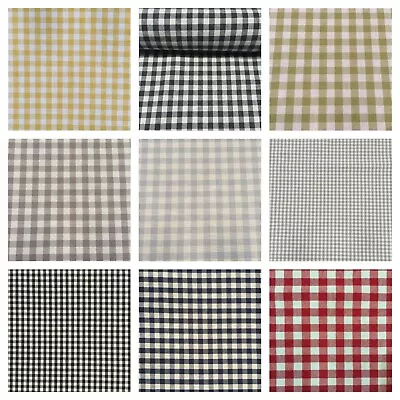 £10.95 • Buy Luxury Gingham Check | 100% Cotton Woven Material Fabric Curtains | 10 Colours