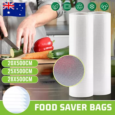 1-8 Rolls Vacuum Food Sealer Seal Bags 5M Saver Storage Commercial 20 25 28cm • $40.99