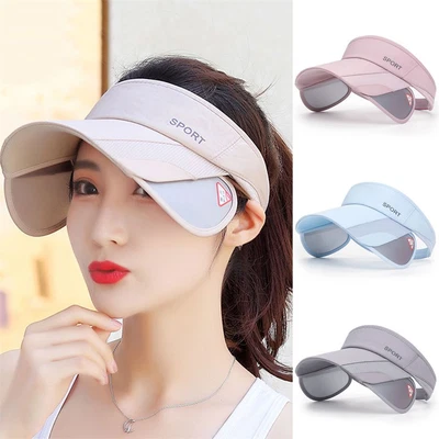 £7.45 • Buy Top UV Protection Sport Hat Adjustable Sun Visor Hat Golf Cap Retractable  Brim