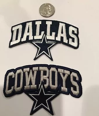 2 - Dallas Cowboys Vintage Embroidered Iron On Patches 4 X 2 1/2  Nice!! • $7.50