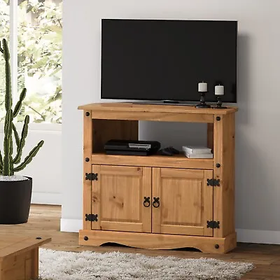 Corona TV Unit Corner Media Cabinet Stand 2 Door Solid Pine By Mercers Furniture • £69.99