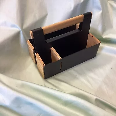 Ikea Anilinare Black Metal & Bamboo Desk Tidy Organiser18 X 11.5cm • £8.99