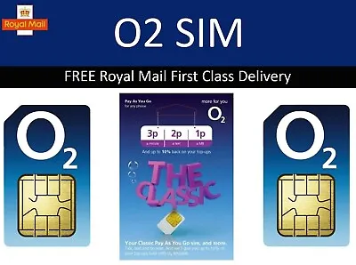 O2 Pay As You Go Sim Card ✔o2 Classic ✔PAYG ✔Standard✔ Micro ✔Nano ✔02✔3p 2p 1p✔ • £0.99