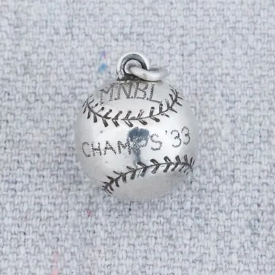 Vintage 1930s Sterling Silver MNBL Baseball 1933 Champions Sports Ball Charm • $34.99