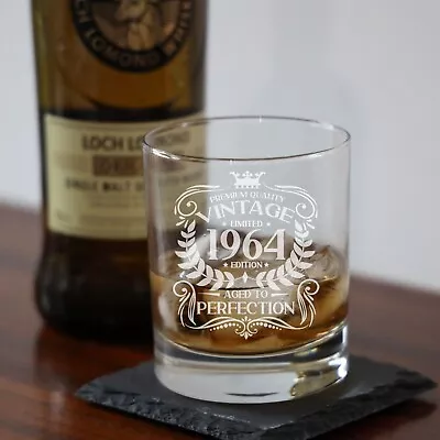 Personalised Engraved 60th Whisky Whiskey Glass Birthday Gift Vintage 1964 60th • £14.99
