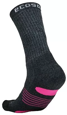 3 Pair EcoSox S M L XL Full Cushion Bamboo Hiking Socks Black /Pink   -JAFFO • $34.50