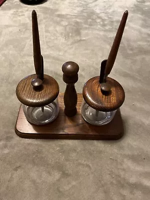 Beautiful Vintage Woodcrest By Styron 1968 Condiment Set Complete  • $20