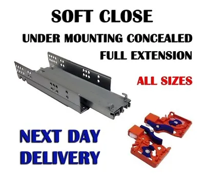 £9.99 • Buy Soft Close Under Mounting Concealed Full Extension Runners Drawer