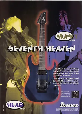 Head And Munky Endorsed Ibanez RG 7 Seven String Print Ad Korn • $18.35