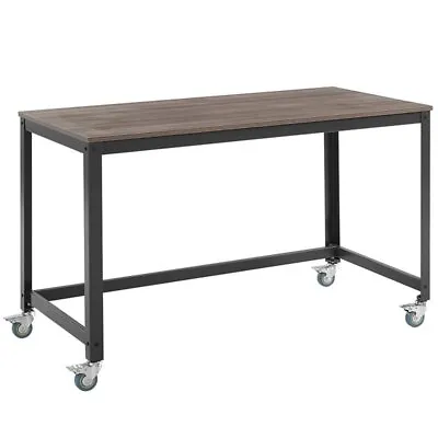 Modway Vivify Mobile Metal & Wood Writing Desk In Gray And Walnut • $112.09