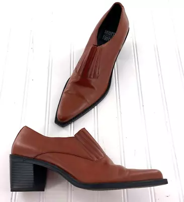 Mootsies Tootsies Womens Ridge Loafer Shoes Block Heels Brown Leather 7.5 M • $14