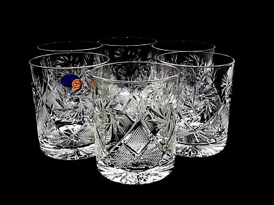 Set Of 6 Russian Cut Crystal Rocks Glasses 11 Oz - Soviet / USSR Whiskey Scotch • $149.99