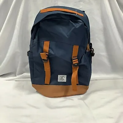 Everest Mens Inner Compartments Travel Navy Brown Backpack Bag Sz 17.5* 12* 6.5 • $36.99