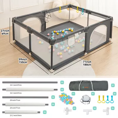 Large Baby Playpen Sturdy Safety Playard Activity Center With Breathable Mesh UK • £54.99