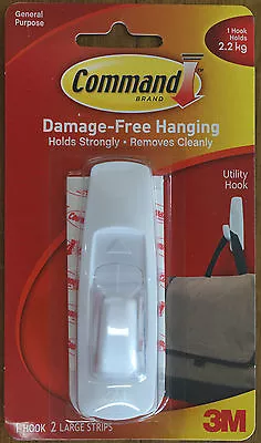Command By 3M Large Utility Hook Holds Up To 2.2kg Rental Safe 17003 • $8.35