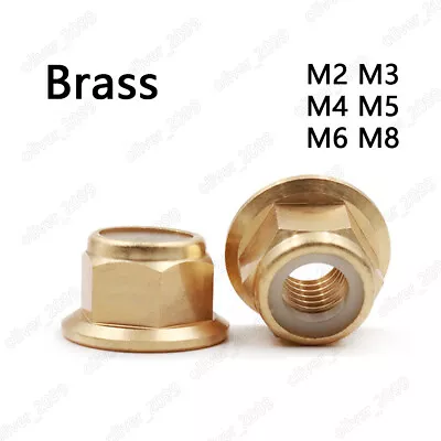 Brass Hex Flange Lock Nuts With Nylon Insert  M2 M3 M4 M5 M6 M8 • $107.91