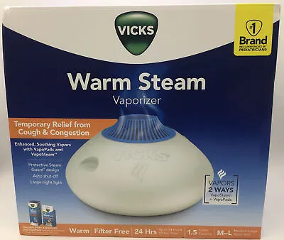 Vicks Warm Steam Vaporizer 1.5 Gallon Model V150SGNLV1 W/Sample Pad NIB • $12.99