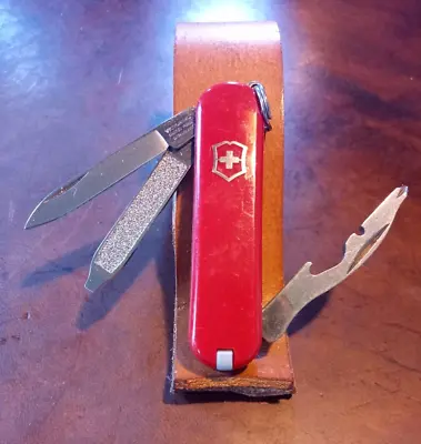 Victorinox Swiss Army Rally Pocket Knife Red Classic With Bottle Opener 58mm • $12.45