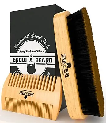 Beard Brush & Comb Set For Men Care Bamboo Grooming Kit Adds Shine & Softness • $8.99
