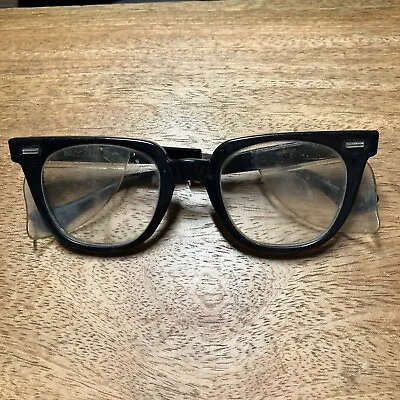 Vintage Welsh Mfg. 5 1/2 Eyeglasses / Safety Glasses Black USA • $29.99