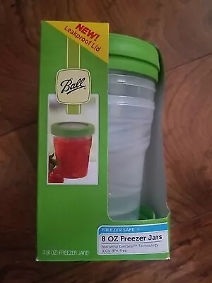 Ball Plastic Freezer Jars Leakproof Lid 3 Ct 8 Oz Everseal Plastic BPA Free • $8.20