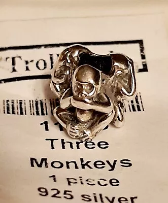 TROLLBEADS Three Monkeys 11249 Retired Three Monkeys Sterling Silver 11249 Troll • $46