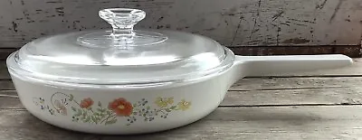 Vintage Corningware Wildflower RangeTopper 10” Handled Skillet With Lid • $70